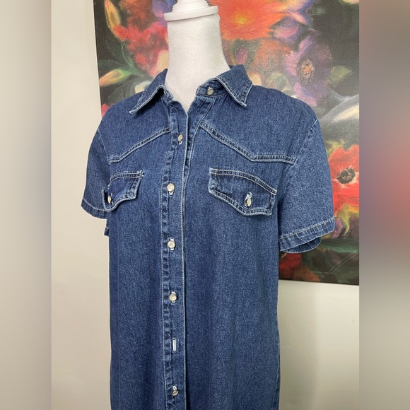 Match Vintage Made in USA Pure Cotton Denim Western Maxi Pencil Dress Sz 12 - Picture 4 of 8